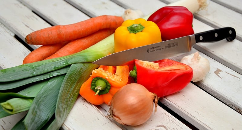 Fresh peppers in a garden
